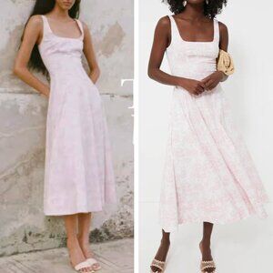 NEW STAUD Wells Midi Dress Sz10 Cherry Blossom Toile Classic Party Wedding